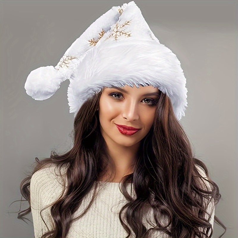 Santa Hat Plush - Air-Conditioned Room Wear White Plush Santa